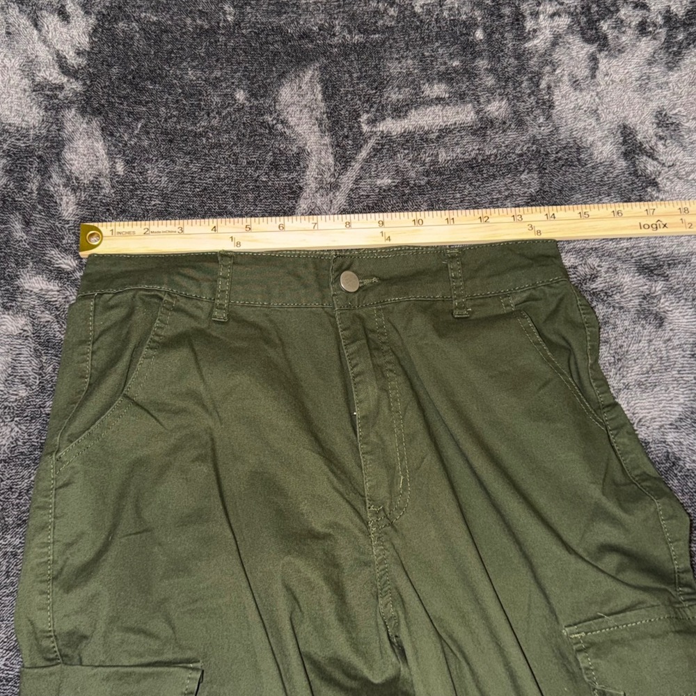 NVFelix TY925 Women Olive Green Cargo Pants Multi Pocket Tie Cuff Size L - Picture 6 of 8